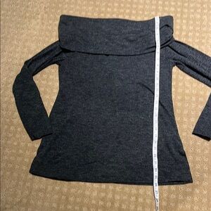 LOFT Gray Off-the-Shoulder Sweater Knit